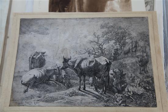 Old Master Assorted works including After Salvator Rosa, Rubens and Rembrandt largest 28.5 x 19in., unframed